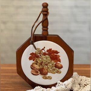 Antique cheese fruit and nut wood cutting serve board